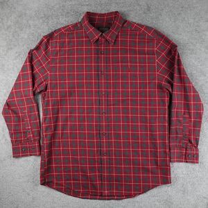 Pendleton Shirt Men's L Red Plaid Long Sleeve Button Down 100% Cotton Outdoor
